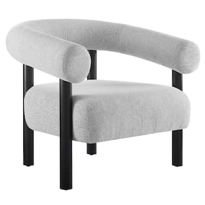 Sable Upholstered Fabric Armchair in Light Gray Black