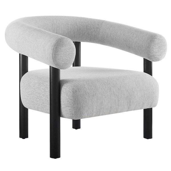 MODWAY Sable Upholstered Fabric Armchair in Light Gray Black