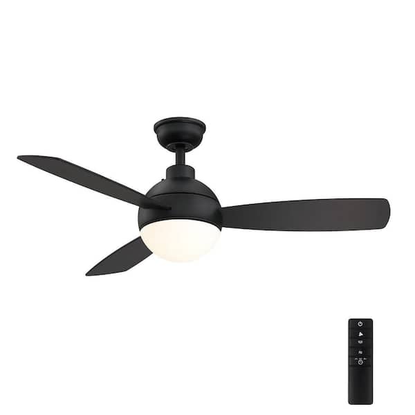 Home Decorators Collection Alisio 44 in. LED Matte Black Ceiling Fan with Light and Remote Control