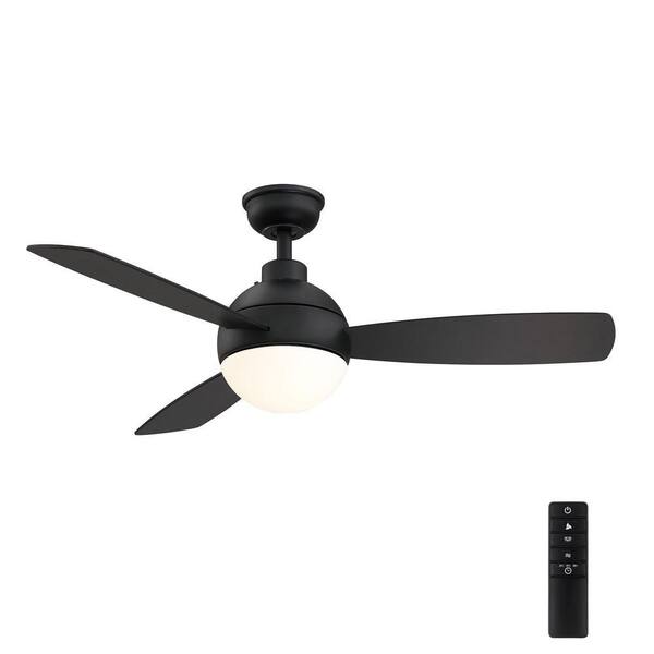Alisio 44 in. LED Matte Black Ceiling Fan with Light and Remote Control