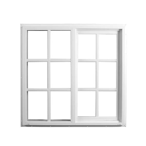 Ply Gem 59.5 in. x 35.5 in. Select Series White Vinyl Left-Hand Sliding Window with Grilles and HP Glass, Screen Included