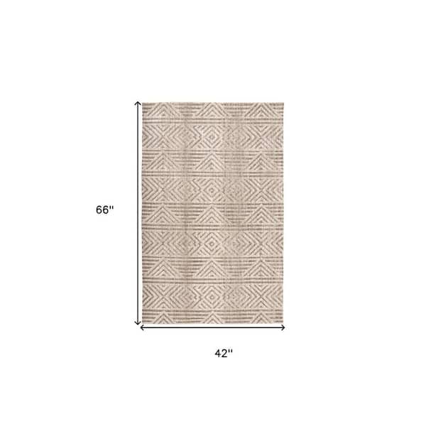 2 ft. x 8 ft. Tan, Ivory Geometric Area Rug