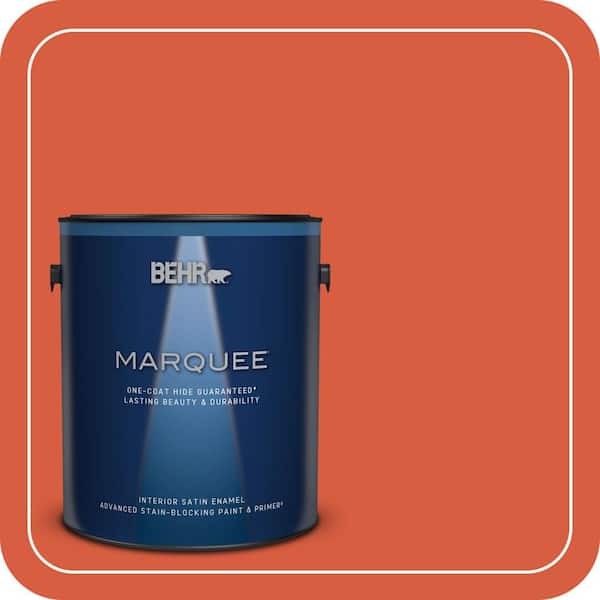 BEHR MARQUEE 1 gal. #200B-7 Fireglow Satin Enamel Interior Paint & Primer