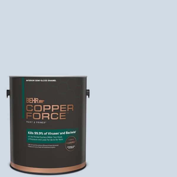 COPPER FORCE 1 gal. #S520-1 Pale Cornflower Semi-Gloss Enamel Virucidal and Antibacterial Interior Paint & Primer