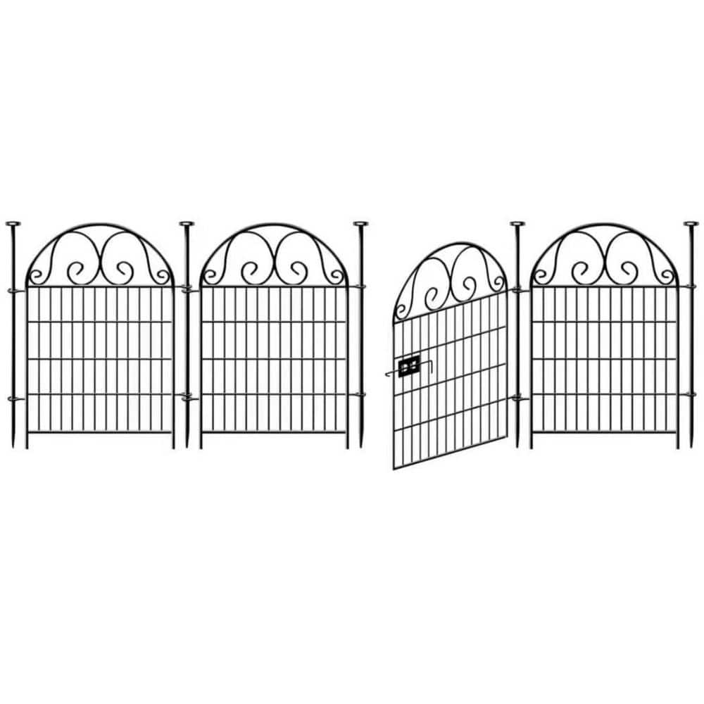 40 in. Black Metal Garden Fence with Gate-4 Panels (27 in. L), 8.8 ft. Total, Reusable Outdoor Defense. price history on PriceWatchPro