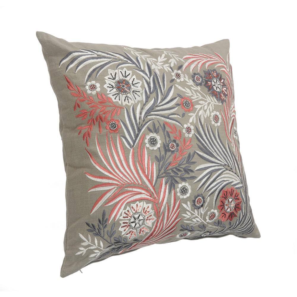 Floral Multicolor Cotton Square Throw Pillow Set