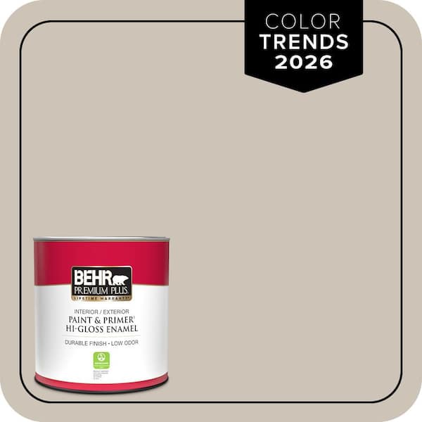 BEHR PREMIUM PLUS 1 qt. #720C-3 Wheat Bread Hi-Gloss Enamel Interior/Exterior Paint & Primer