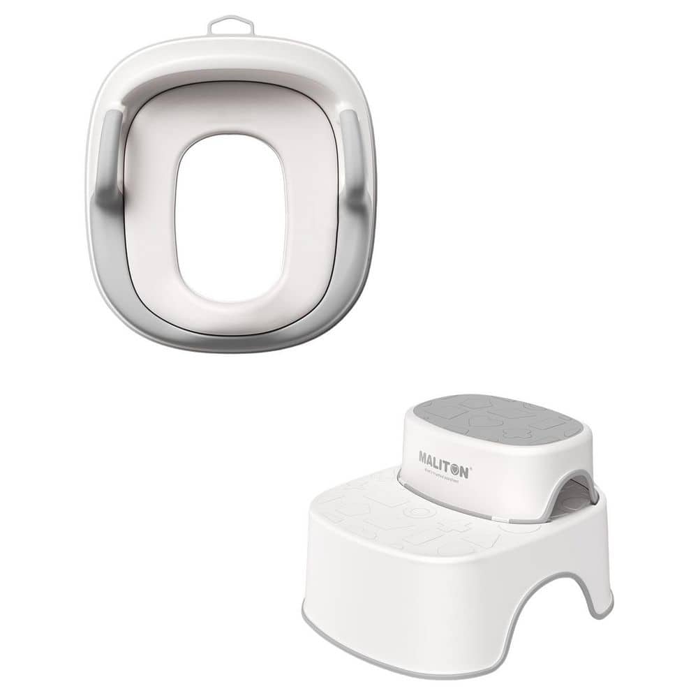 Elongated Potty Training Seat with 2 in 1 Anti-Slip Step Stool, Toddler Toilet Seat in Gray with Splash Guard price history on PriceWatchPro