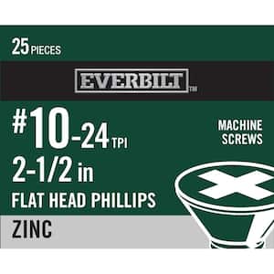 #10-24 x 2-1/2 in. Phillips Flat Head Zinc Plated Machine Screw (25-Pack)