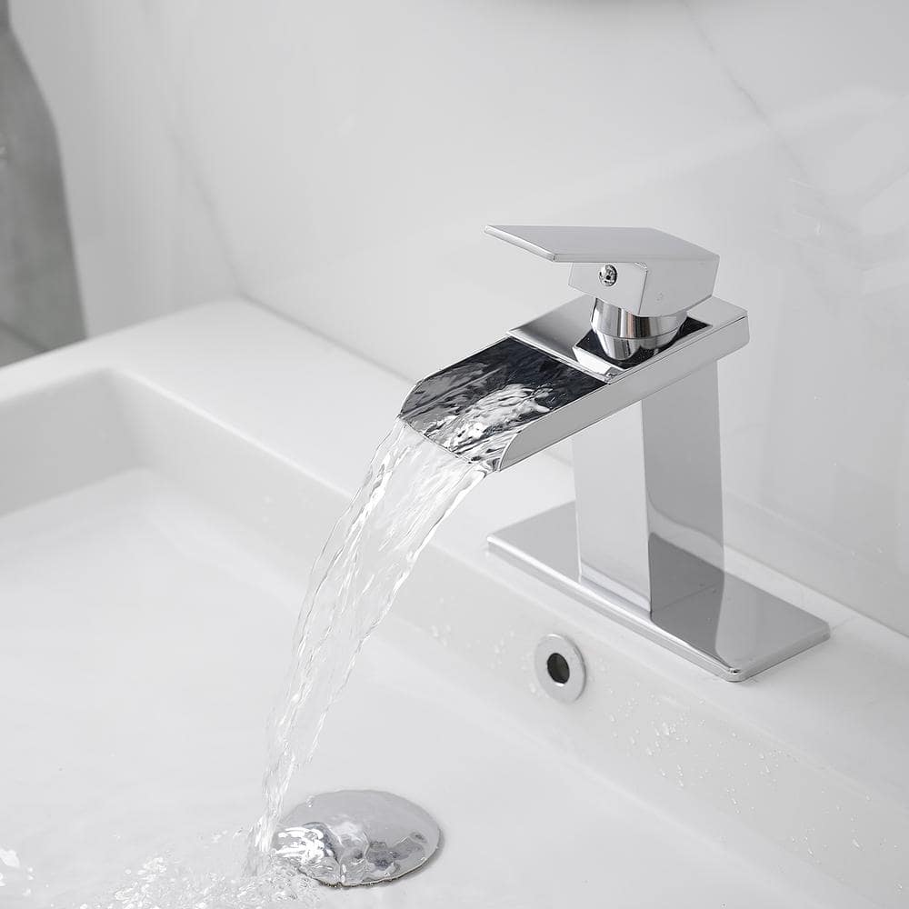 Polished Chrome Waterfall Single-Handle 6.61" Bathroom Faucet