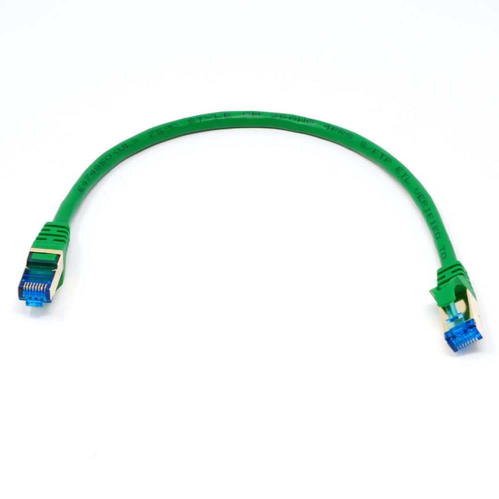 QualGear 1 ft. CAT 7 Round High-Speed Ethernet Cable - Green