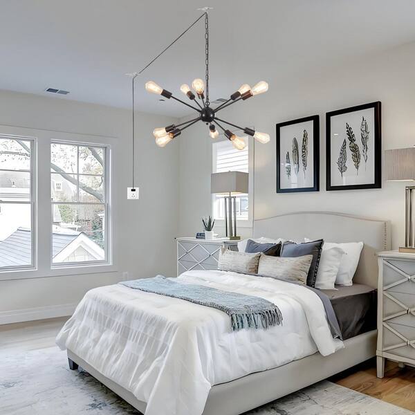 ETONIMERR Aura 23.5 in. 10-Light Farmhouse Black Sputnik