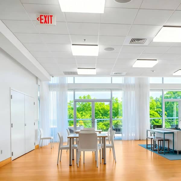 Hardwired White and Red Double Face Integrated LED Exit Sign with Battery Backup 120/277-Volt UL Listed White (1-Pack)