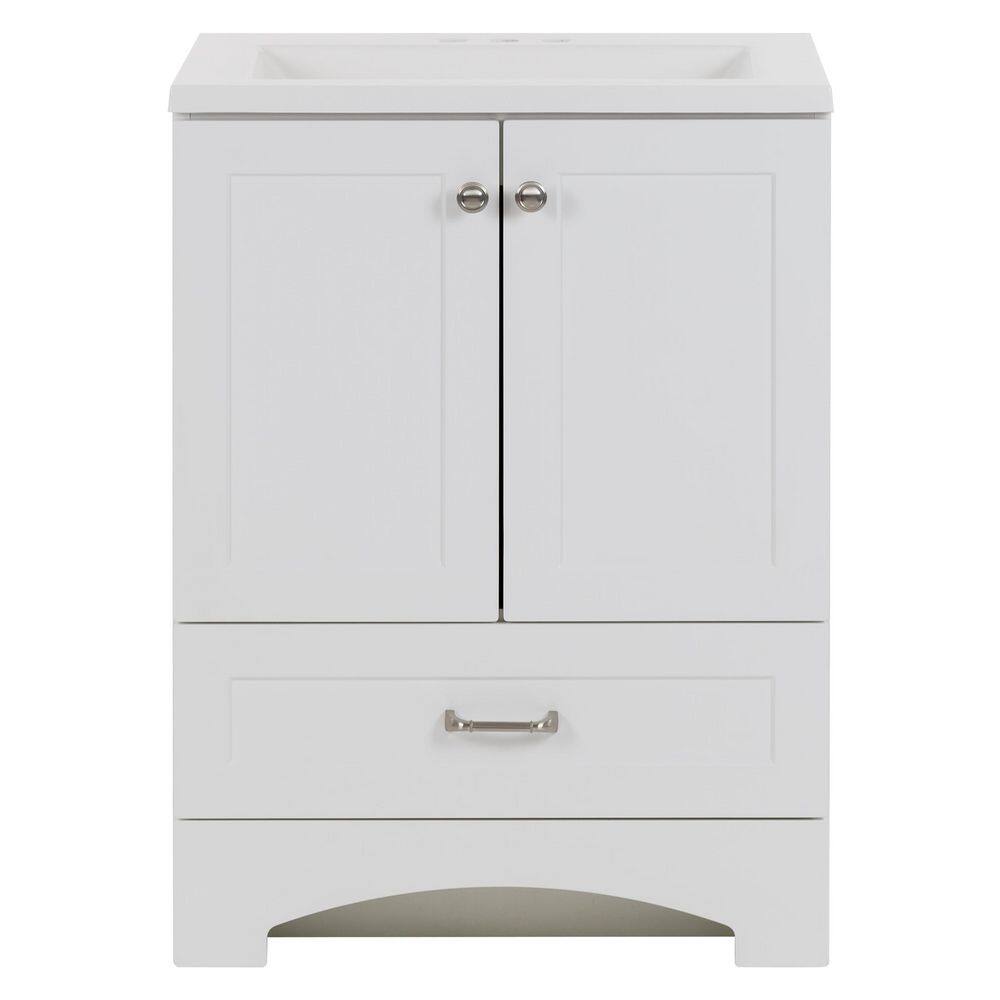 Glacier Bay Lancaster 24 in. W x 19 in. D x 33 in. H Single Sink Freestanding Bath Vanity in White with White Cultured Marble Top -  B24X20314