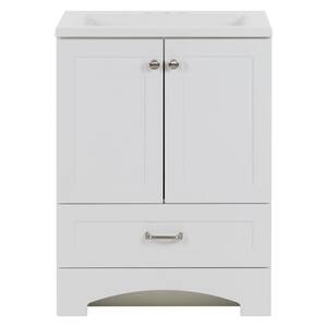 Lancaster 24.25 in. W x 18.75 in. D Shaker Bath Vanity in White with White Cultured Marble Top