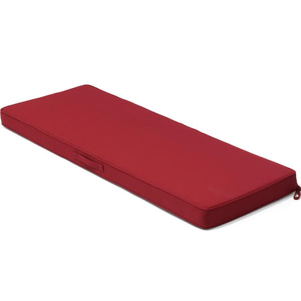 42 in. x 18 in. Outdoor Bench Cushion with Removable Cover and Handle 3.1 in. Thickened Patio Bench Seat Cushion in Red