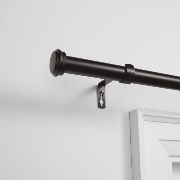 Topper Outdoor Curtain Rod and Finial Set Adjustable 84"-160" Matte Black 