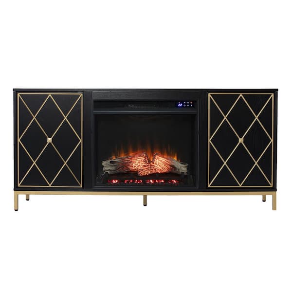 SEI FURNITURE Marradi Touch Screen Electric Fireplace with Media Storage in Black