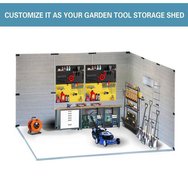 Endark 10 ft. W x 8 ft. D Outdoor Storage Grey Wood Shed with