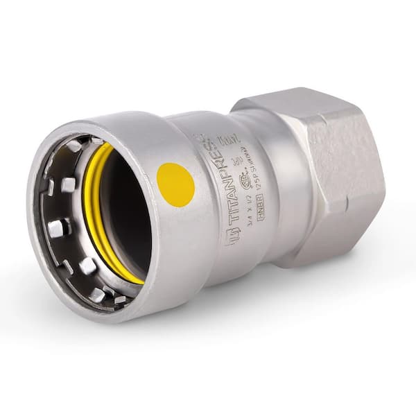 T TITANPRESS 3/4 in. x 1/2 in. Carbon Steel Press x FPT Reducing Fem Adapter HNBR Gas