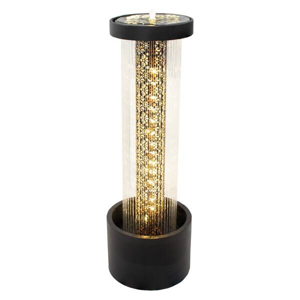 Sunnydaze Glittering Rain Zinc Outdoor Water Fountain with LEDs - 41.25 ...