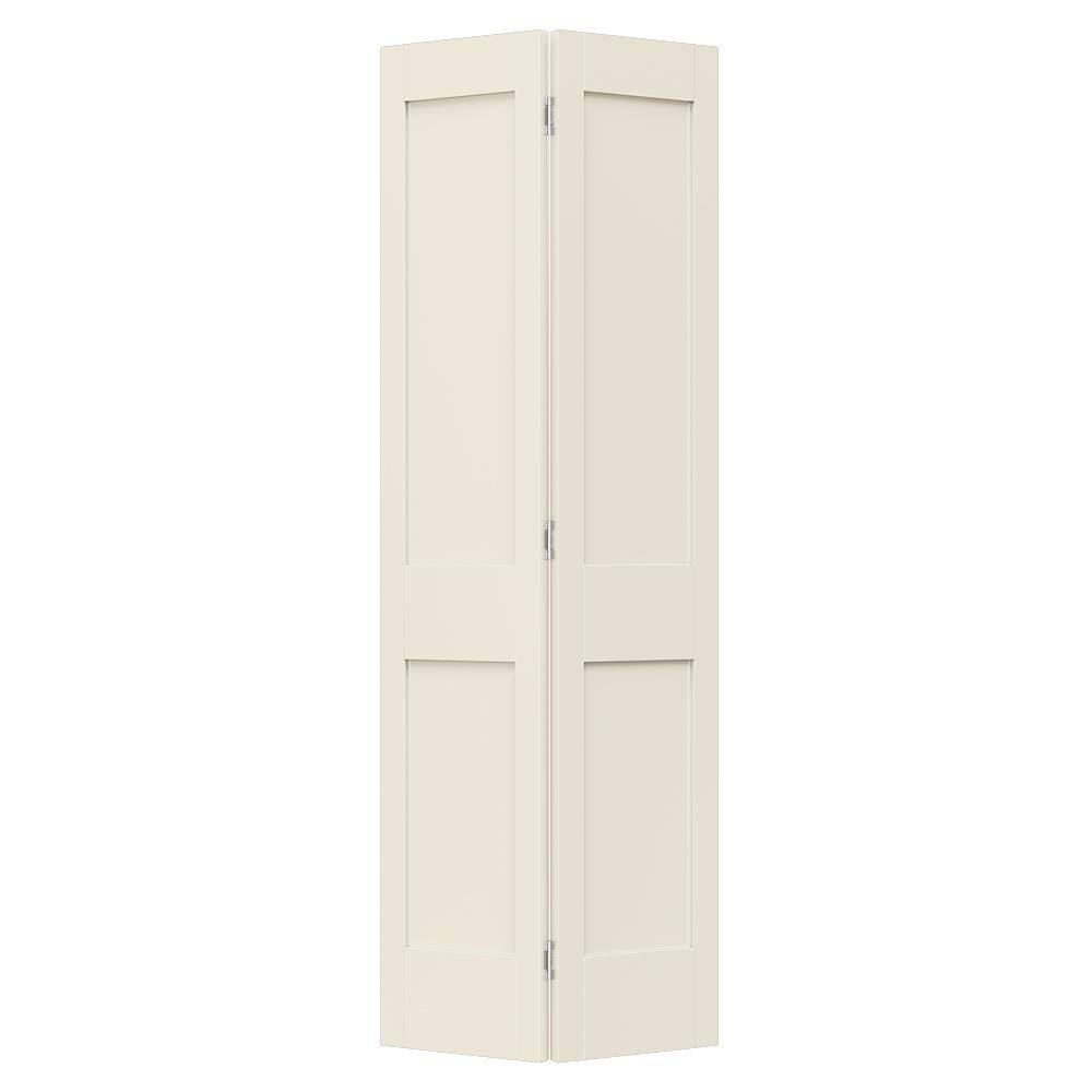 JELDWEN 24 in. x 80 in. Solid Wood Core OffWhite Primed Wood 1Panel Shaker Bifold Door