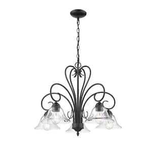 Homestead 5-Light Black Nook Chandelier with Clear Glass