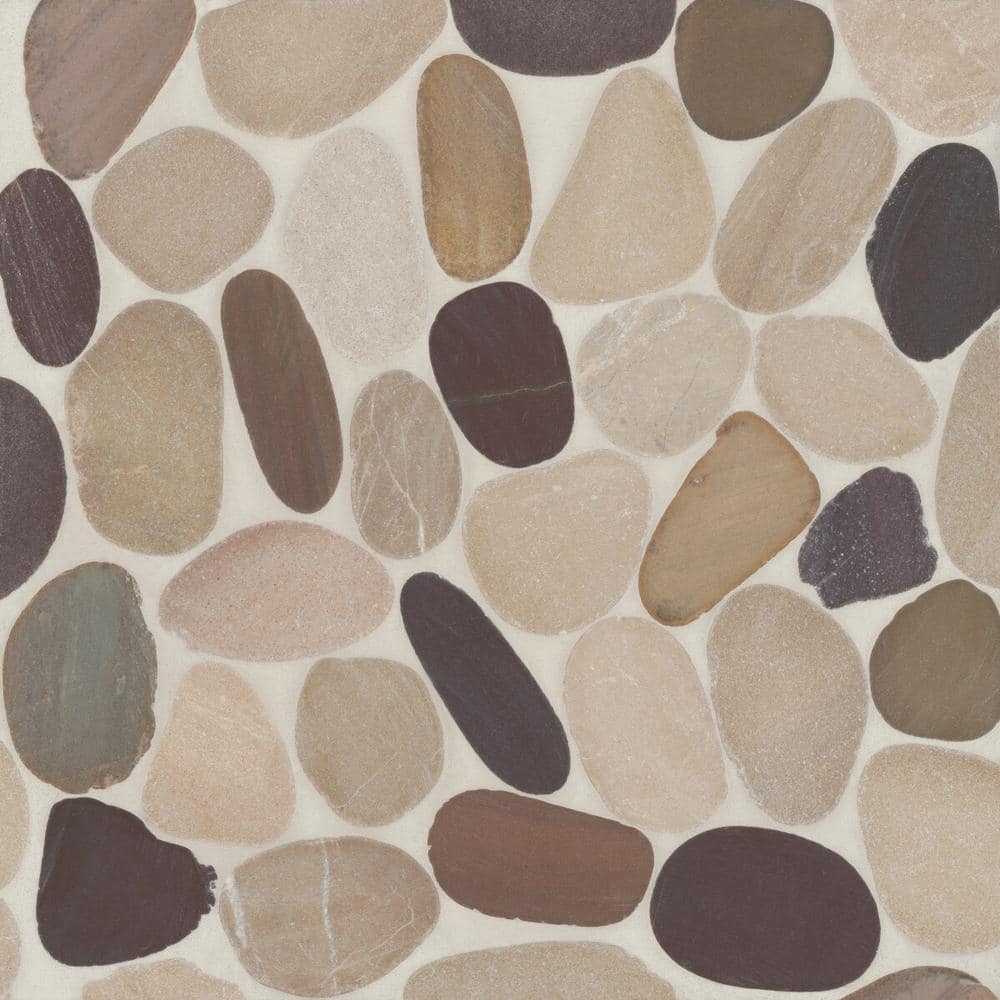 Waterbrook 12" x 12" Multicolor Natural Stone Pebble Mosaic Tile