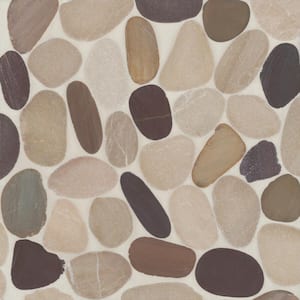 Waterbrook Pebble 12 in. x 12 in. Tan/Brown/Cherry Stone Mosaic Tile (11 sq. ft./Carton)