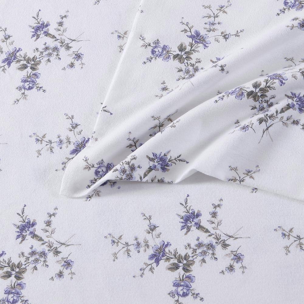 Jessika Purple Floral Cotton Flannel King Sheet Set