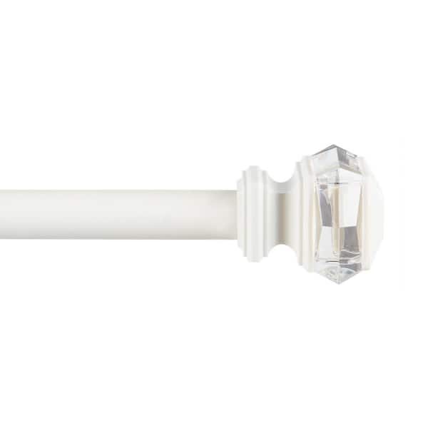 EXCLUSIVE HOME Marquise 36 in. - 72 in. Adjustable 1 in. Single Curtain Rod Kit in Matte White with Finial