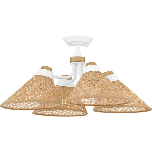 Quoizel Graft 24 in. 4-Light Matte White Semi-Flush Mount