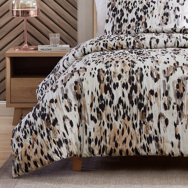 KENNETH COLE NEW YORK Abstract Leopard 3-Piece Brown Cotton King Comforter  Set USHSA51228990 - The Home Depot