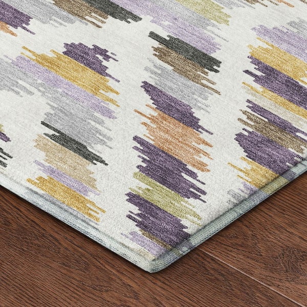 Mayfield Premium Machine Washable Abstract AMF2453 Purple 2 ft. x 3 ft. Accent Rug