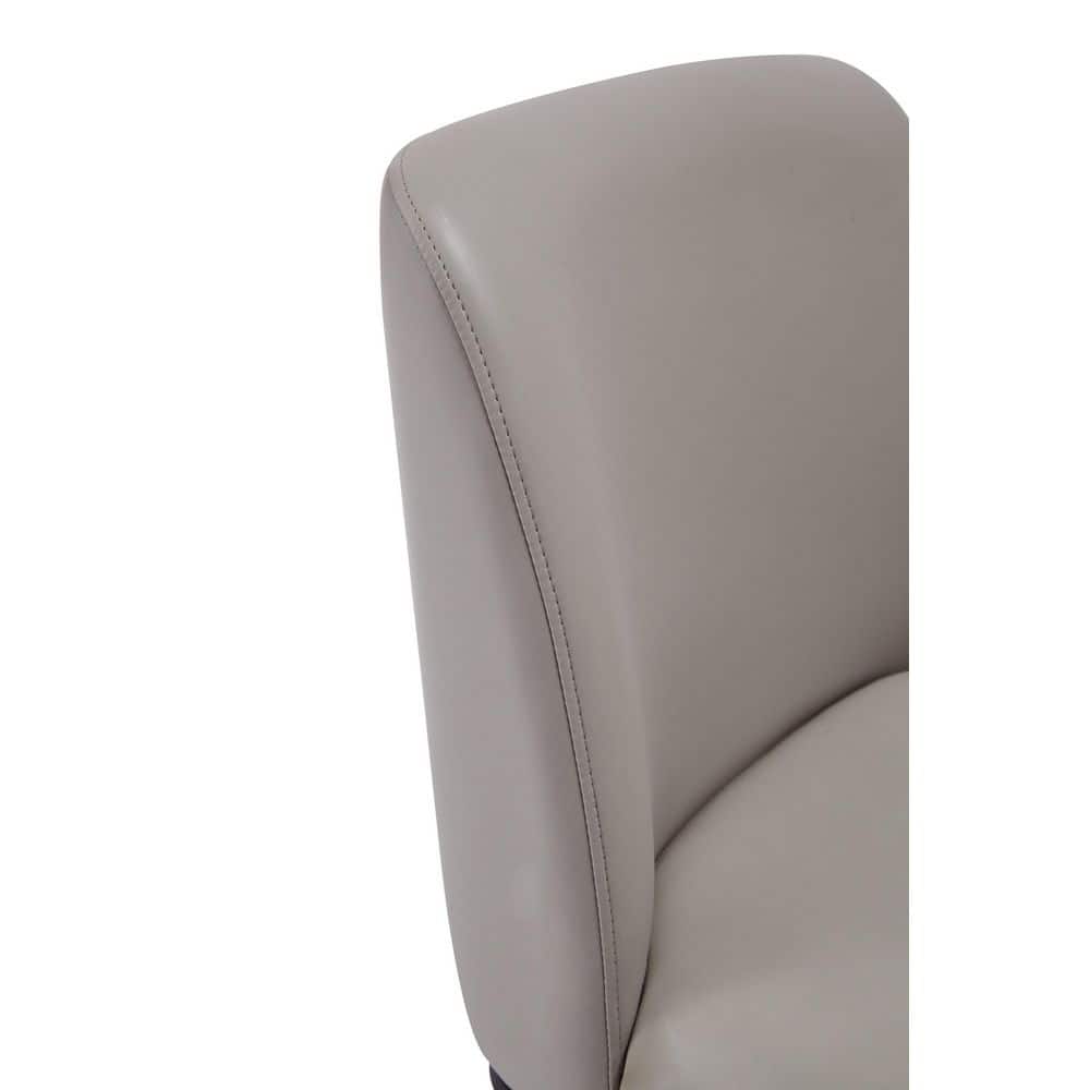 Light Grey Faux Leather Upholstered Side Chair Set with Metal Base