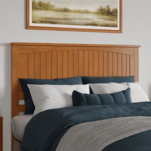 Nantucket Light Toffee Natural Bronze Queen Solid Wood Panel Headboard with Attachable Charger