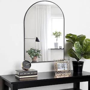 20 in. W x 30 in. H Arch Aluminum Alloy Framed Wall Bathroom Vanity Mirror in Black