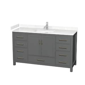 Sheffield 60 in. W x 22 in. D Single Bath Vanity in Dark Gray with Cultured Marble Vanity Top in White with White Basin