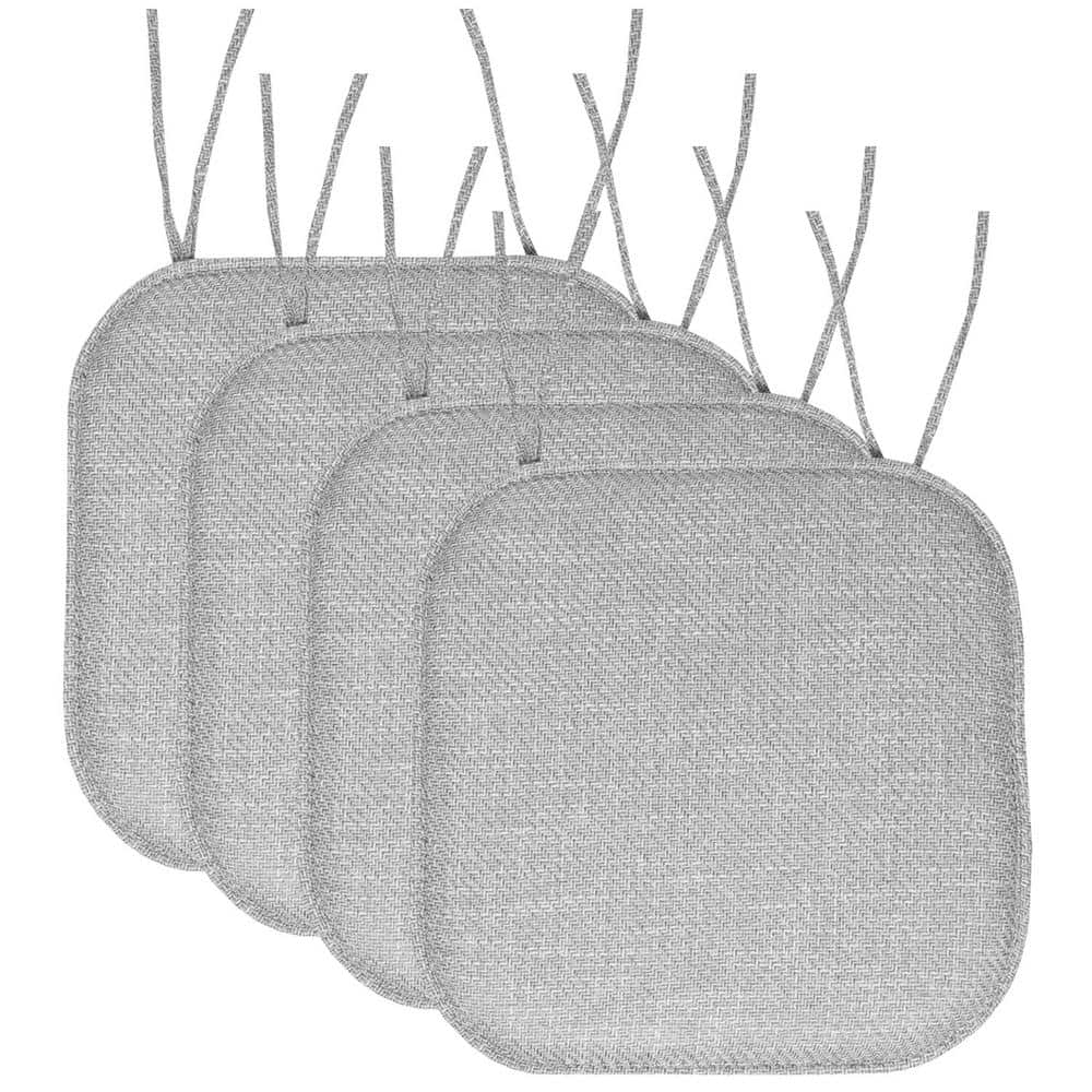Taupe, Herringbone Memory Foam Square 16 in. W x 16 in. D, Non-Slip Indoor/Outdoor Chair Seat Cushion with Ties (4-Pack) price history on PriceWatchPro