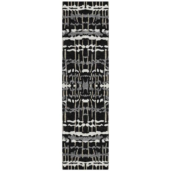 Chantille Machine Washable Indoor/Outdoor Abstract ACN2982 Black 2 ft. x 7 ft. Runner Rug