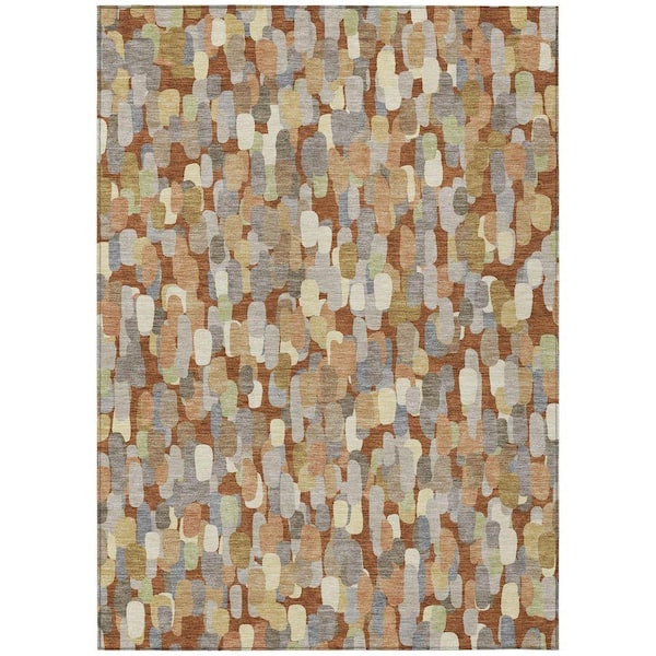 Chantille Machine Washable Indoor/Outdoor Abstract ACN2451 Paprika 8 ft. x 10 ft. Area Rug