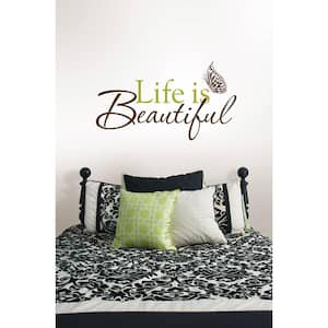 3.5 in. x 2 in. Life Is Beautiful Quote Wall Decal