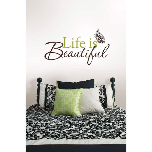WallPops 3.5 in. x 2 in. Life Is Beautiful Quote Wall Decal