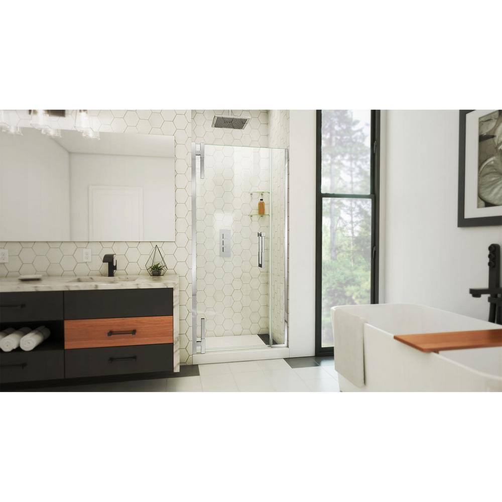 Ascend 35'' Chrome Frameless Pivot Shower Door