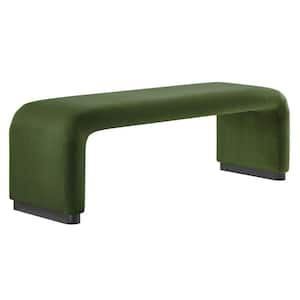 Koda in Black Moss Green 59.5 in. Performance Velvet Waterfall Long Bedroom Bench