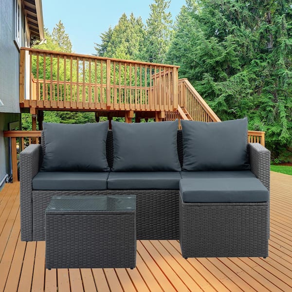 Patio conversation set of 4 btmway outdoor rattan furniture conversation chair set for patio on discount clearance