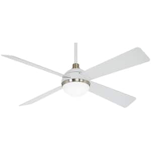 Orb 54 in. Integrated LED Indoor Flat White Ceiling Fan with Light with Remote Control