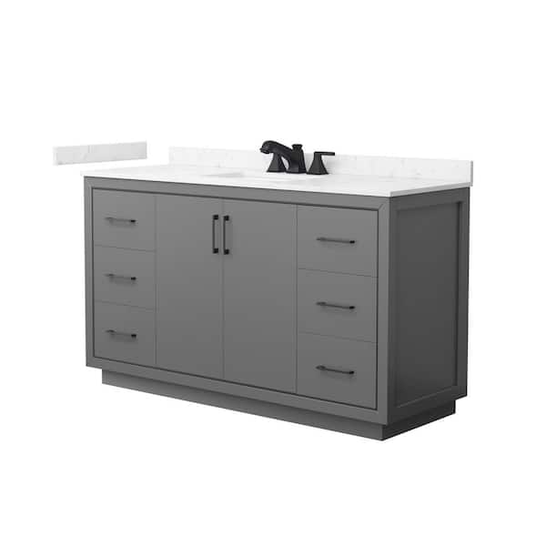 Icon 60 in. Single Freestanding Dark Gray Bath Vanity with Carrara Cultured Marble Top Assembled