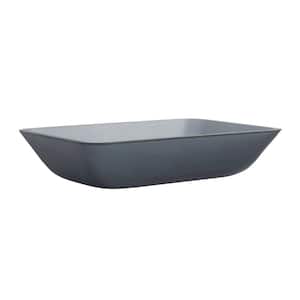 Tempered Glass Rectangle Vessel Sink in Matte Grey