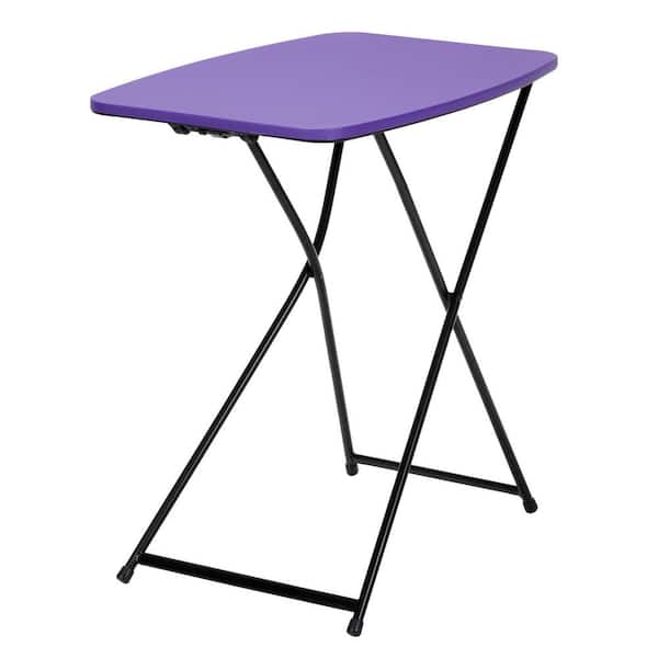 Cosco 18 in. Purple Plastic Adjustable Height Folding Utility Table (Set of 2)